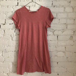 By Corpus Red and White Striped Skater Dres